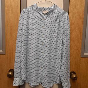 Ann Taylor LOFT Women's Medium Diamond Print Long Sleeved Button up Blouse